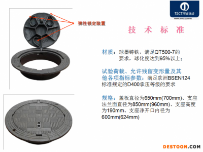 球磨铸铁井盖、可调式井盖、防沉降井盖、球墨铸铁管、树枝井盖、水泥井盖、雨水箅子、阀门配件图1